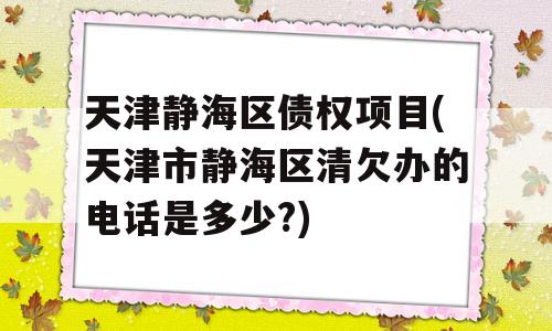 天津静海区债权项目(天津市静海区清欠办的电话是多少?)