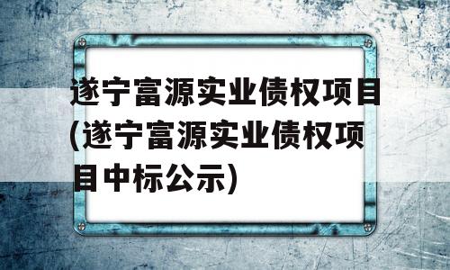 遂宁富源实业债权项目(遂宁富源实业债权项目中标公示)