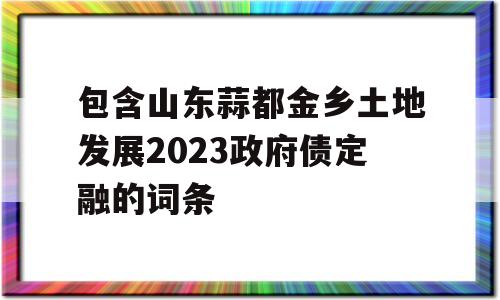 包含山东蒜都金乡土地发展2023政府债定融的词条