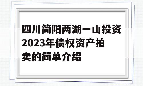 四川简阳两湖一山投资2023年债权资产拍卖的简单介绍