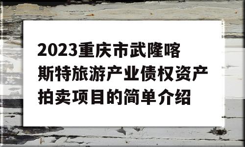 2023重庆市武隆喀斯特旅游产业债权资产拍卖项目的简单介绍