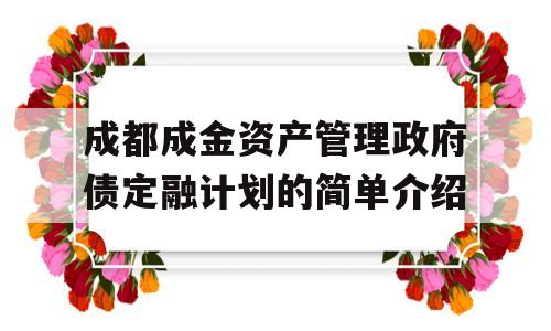 成都成金资产管理政府债定融计划的简单介绍