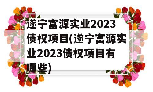 遂宁富源实业2023债权项目(遂宁富源实业2023债权项目有哪些)