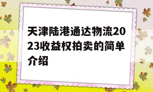 天津陆港通达物流2023收益权拍卖的简单介绍