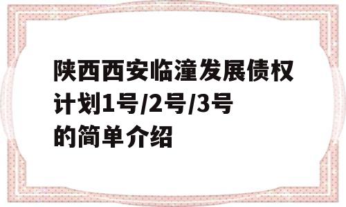 陕西西安临潼发展债权计划1号/2号/3号的简单介绍