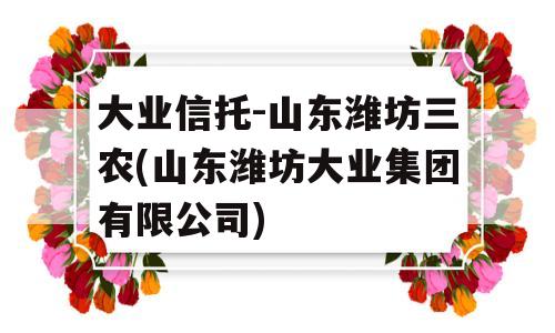 大业信托-山东潍坊三农(山东潍坊大业集团有限公司)