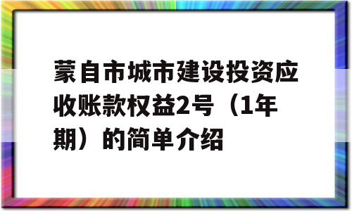 蒙自市城市建设投资应收账款权益2号（1年期）的简单介绍