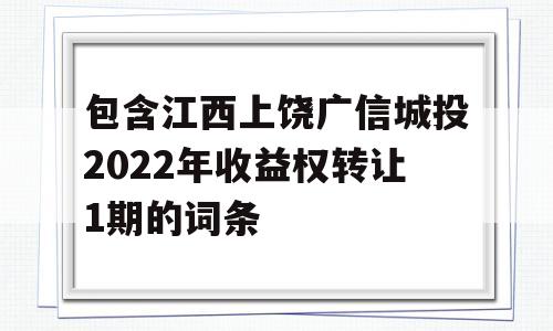 包含江西上饶广信城投2022年收益权转让1期的词条