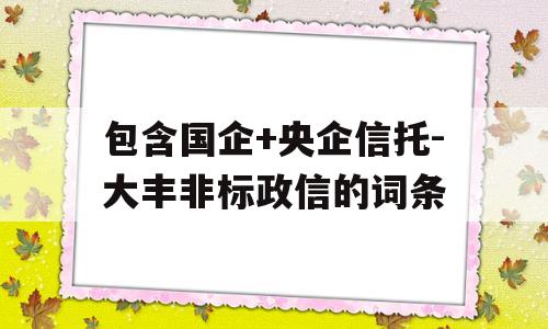 包含国企+央企信托-大丰非标政信的词条