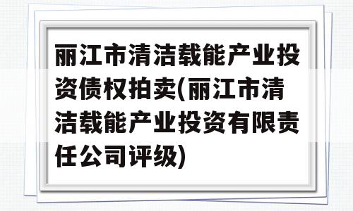 丽江市清洁载能产业投资债权拍卖(丽江市清洁载能产业投资有限责任公司评级)