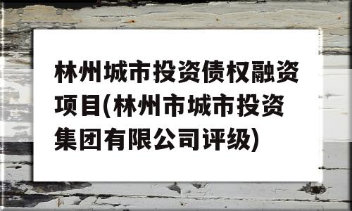 林州城市投资债权融资项目(林州市城市投资集团有限公司评级)