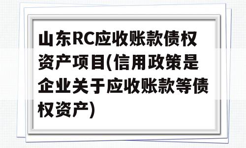 山东RC应收账款债权资产项目(信用政策是企业关于应收账款等债权资产)