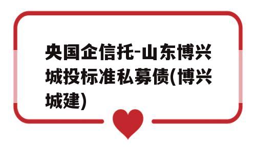 央国企信托-山东博兴城投标准私募债(博兴城建)