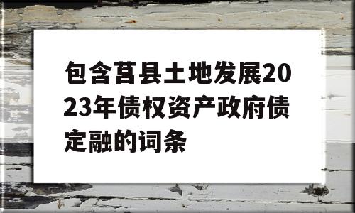 包含莒县土地发展2023年债权资产政府债定融的词条