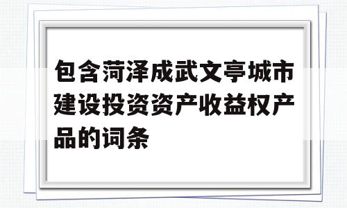 包含菏泽成武文亭城市建设投资资产收益权产品的词条