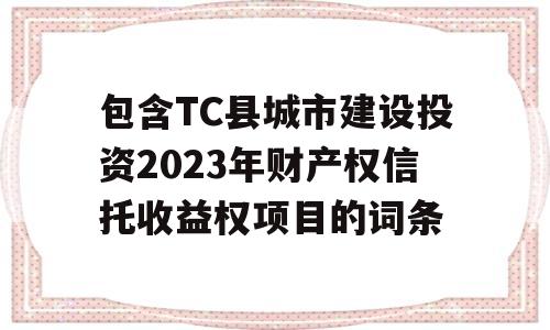 包含TC县城市建设投资2023年财产权信托收益权项目的词条