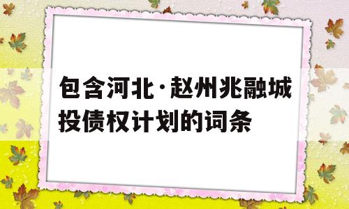 包含河北·赵州兆融城投债权计划的词条