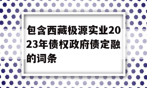 包含西藏极源实业2023年债权政府债定融的词条