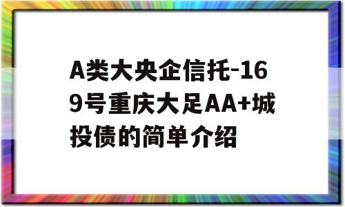 A类大央企信托-169号重庆大足AA+城投债的简单介绍