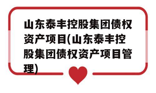 山东泰丰控股集团债权资产项目(山东泰丰控股集团债权资产项目管理)