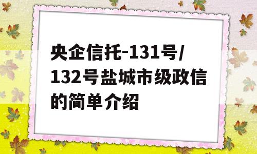 央企信托-131号/132号盐城市级政信的简单介绍