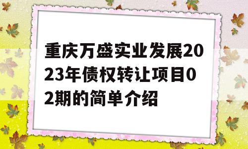 重庆万盛实业发展2023年债权转让项目02期的简单介绍