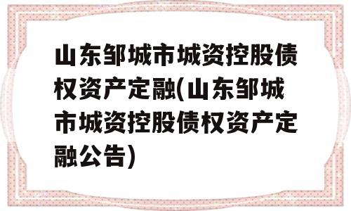 山东邹城市城资控股债权资产定融(山东邹城市城资控股债权资产定融公告)