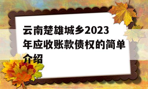 云南楚雄城乡2023年应收账款债权的简单介绍