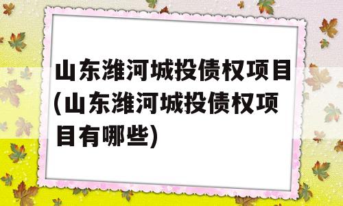 山东潍河城投债权项目(山东潍河城投债权项目有哪些)