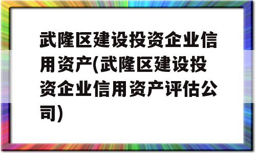 武隆区建设投资企业信用资产(武隆区建设投资企业信用资产评估公司)