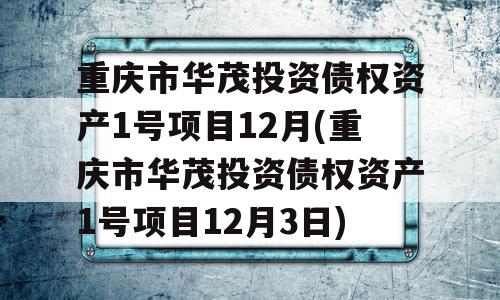 重庆市华茂投资债权资产1号项目12月(重庆市华茂投资债权资产1号项目12月3日)