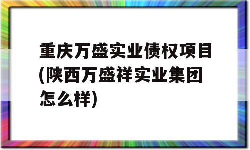 重庆万盛实业债权项目(陕西万盛祥实业集团怎么样)