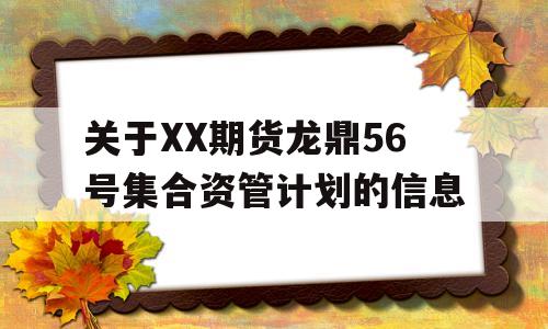 关于XX期货龙鼎56号集合资管计划的信息