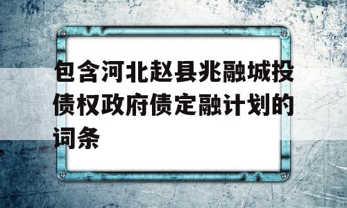 包含河北赵县兆融城投债权政府债定融计划的词条