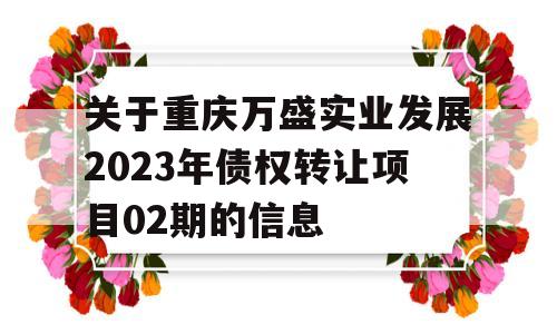 关于重庆万盛实业发展2023年债权转让项目02期的信息