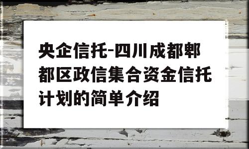 央企信托-四川成都郫都区政信集合资金信托计划的简单介绍