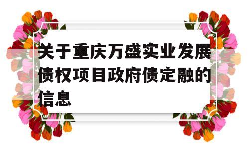 关于重庆万盛实业发展债权项目政府债定融的信息