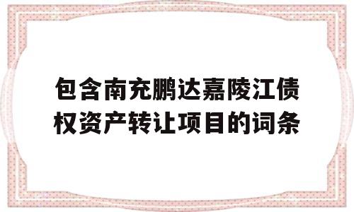 包含南充鹏达嘉陵江债权资产转让项目的词条