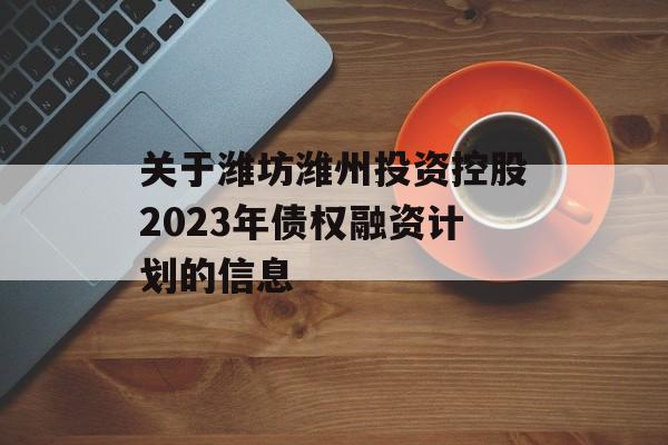 关于潍坊潍州投资控股2023年债权融资计划的信息