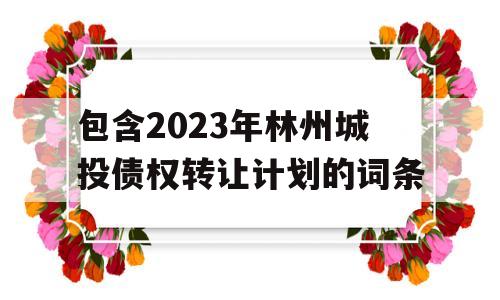 包含2023年林州城投债权转让计划的词条