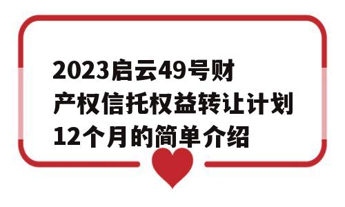 2023启云49号财产权信托权益转让计划12个月的简单介绍