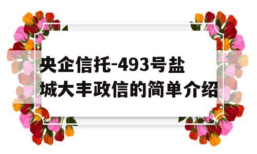 央企信托-493号盐城大丰政信的简单介绍