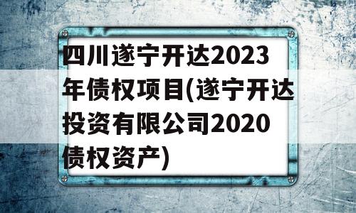 四川遂宁开达2023年债权项目(遂宁开达投资有限公司2020债权资产)