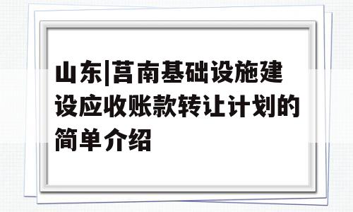 山东|莒南基础设施建设应收账款转让计划的简单介绍