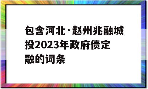 包含河北·赵州兆融城投2023年政府债定融的词条