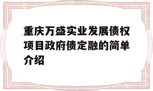 重庆万盛实业发展债权项目政府债定融的简单介绍