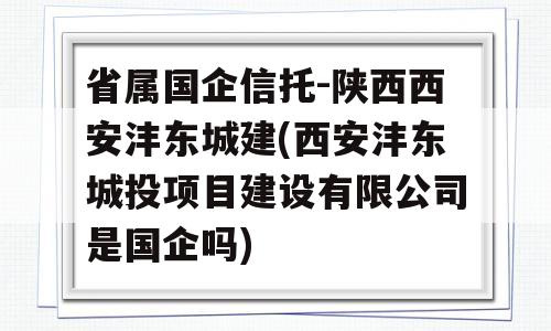 省属国企信托-陕西西安沣东城建(西安沣东城投项目建设有限公司是国企吗)