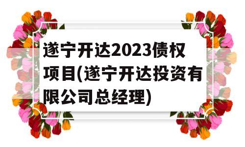 遂宁开达2023债权项目(遂宁开达投资有限公司总经理)