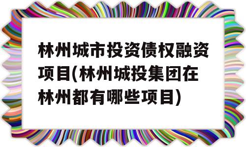 林州城市投资债权融资项目(林州城投集团在林州都有哪些项目)