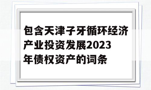 包含天津子牙循环经济产业投资发展2023年债权资产的词条